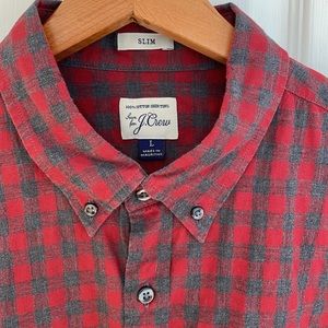 J. Crew men’s slim fit checked plaid shirt
